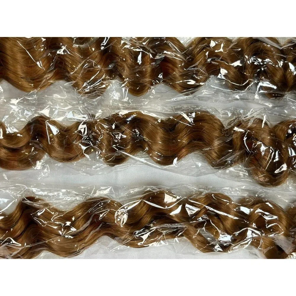 MeaQiiey #30 Light Brown Human Braiding Hair Deep Wave 24